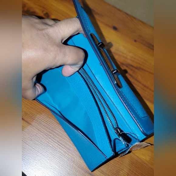 Coach Swagger Slim Envelope Wallet Turquoise - Picture 9 of 10